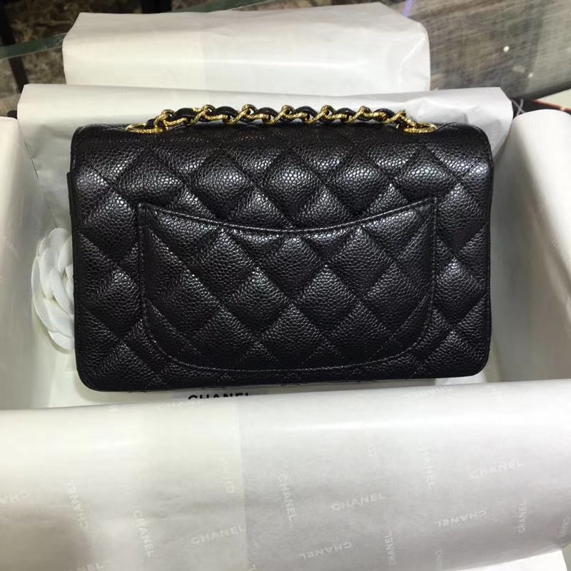 Chanel 香奈儿 Classic Flap 鱼子酱【黑色】车边  20cm 金（现货）