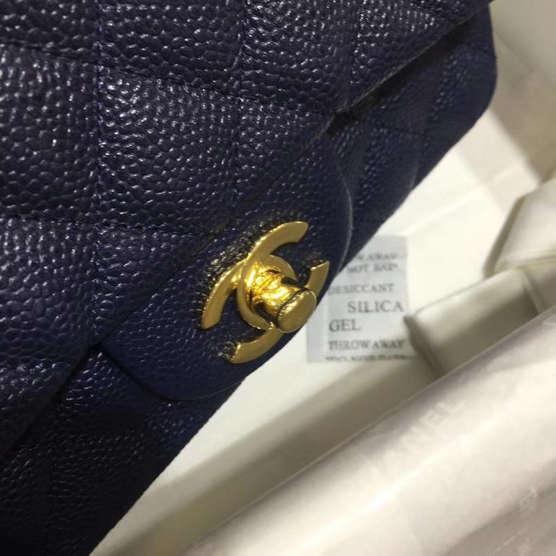 Chanel 香奈儿 Classic Flap 鱼子酱【海军蓝】 20cm 金（现货）