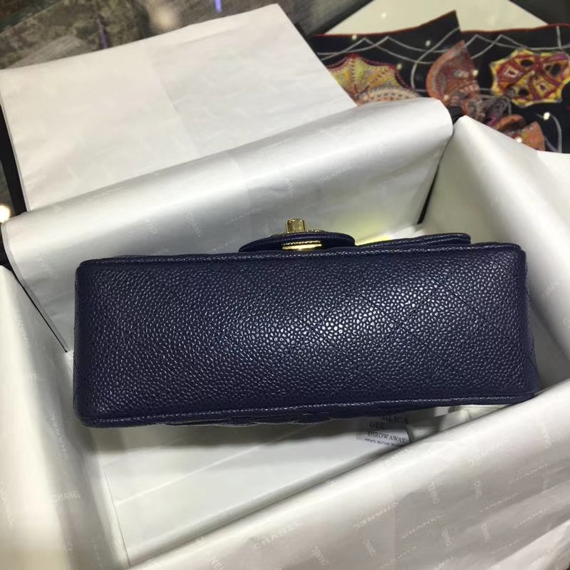Chanel 香奈儿 Classic Flap 鱼子酱【海军蓝】 20cm 金（现货）