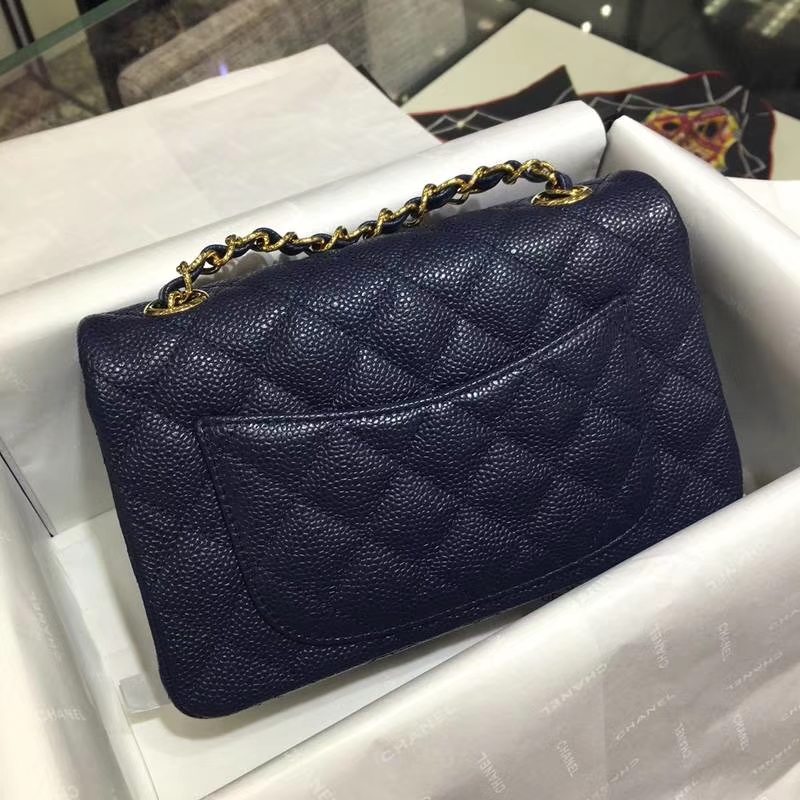 Chanel 香奈儿 Classic Flap 鱼子酱【海军蓝】 20cm 金（现货）