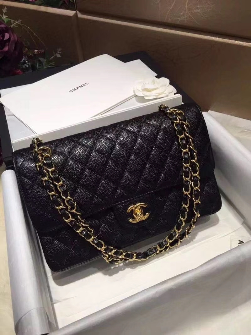 Chanel 香奈儿 Classic Flap 鱼子酱【黑色】 25cm  金（现货）