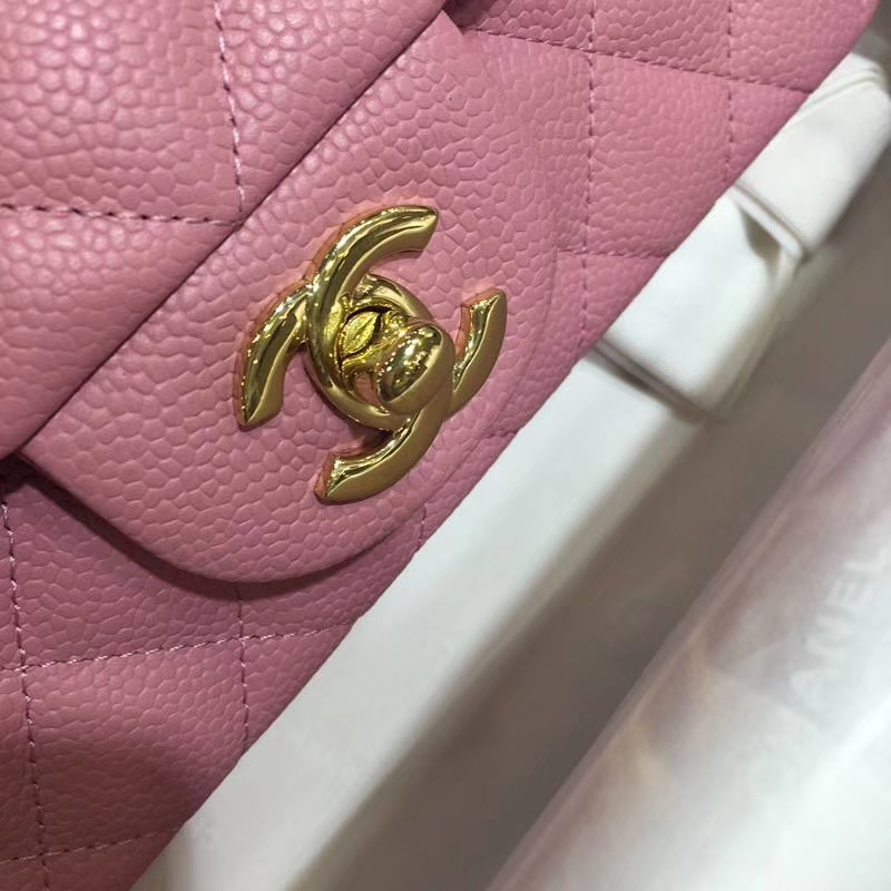 Chanel 香奈儿 Classic Flap 鱼子酱 桃粉 20cm 金 现货