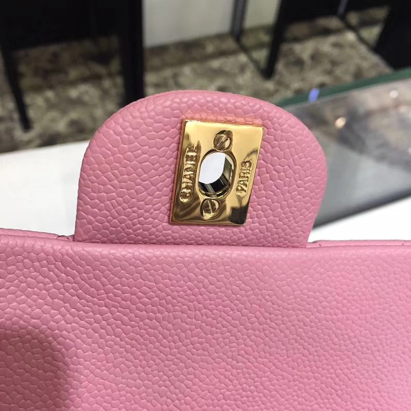 Chanel 香奈儿 Classic Flap 鱼子酱 桃粉 20cm 金 现货