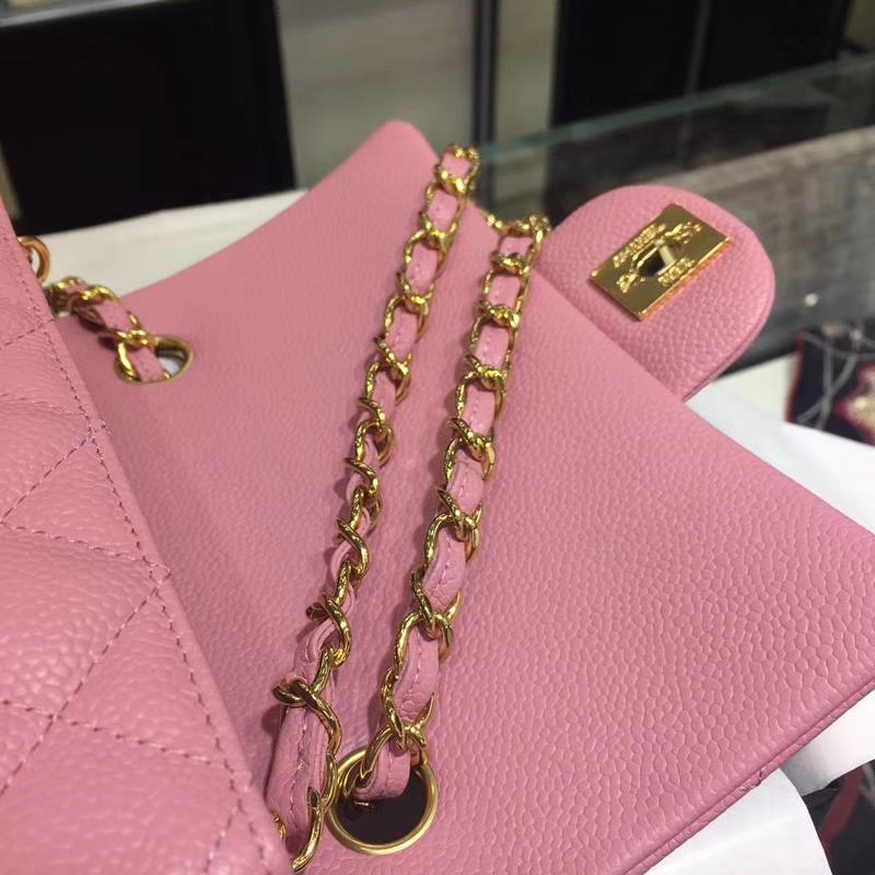 Chanel 香奈儿 Classic Flap 鱼子酱 桃粉 20cm 金 现货