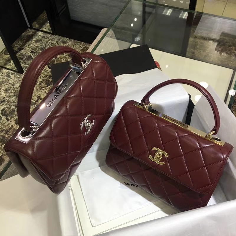 Chanel 香奈儿 Trendy Cc 酒红色 香槟金扣 小羊皮