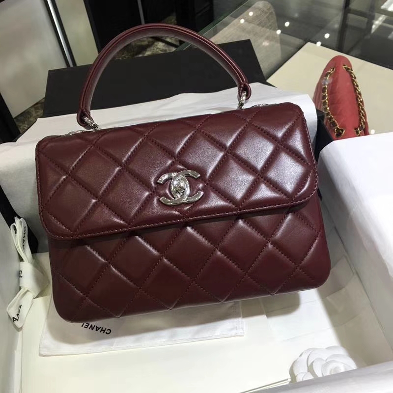 Chanel 香奈儿 Trendy Cc 酒红色 银扣 小羊皮