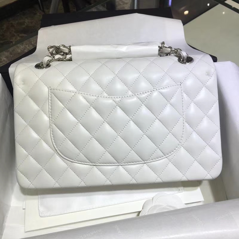 Chanel 香奈儿 Classic Flap 羊皮 白色 25cm 银