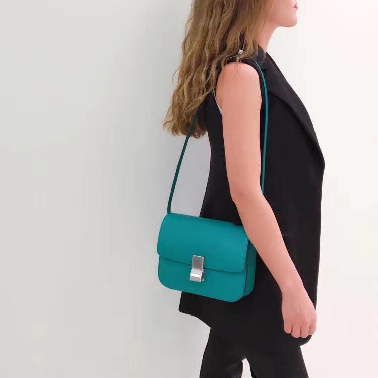 CÉLINE（赛琳）豆腐包 box小号 16cm 孔雀绿 番茄红