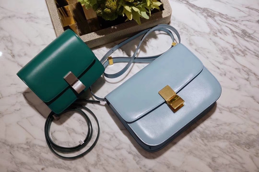 CÉLINE（赛琳）豆腐包 box小号 16cm 孔雀绿 马卡龙蓝