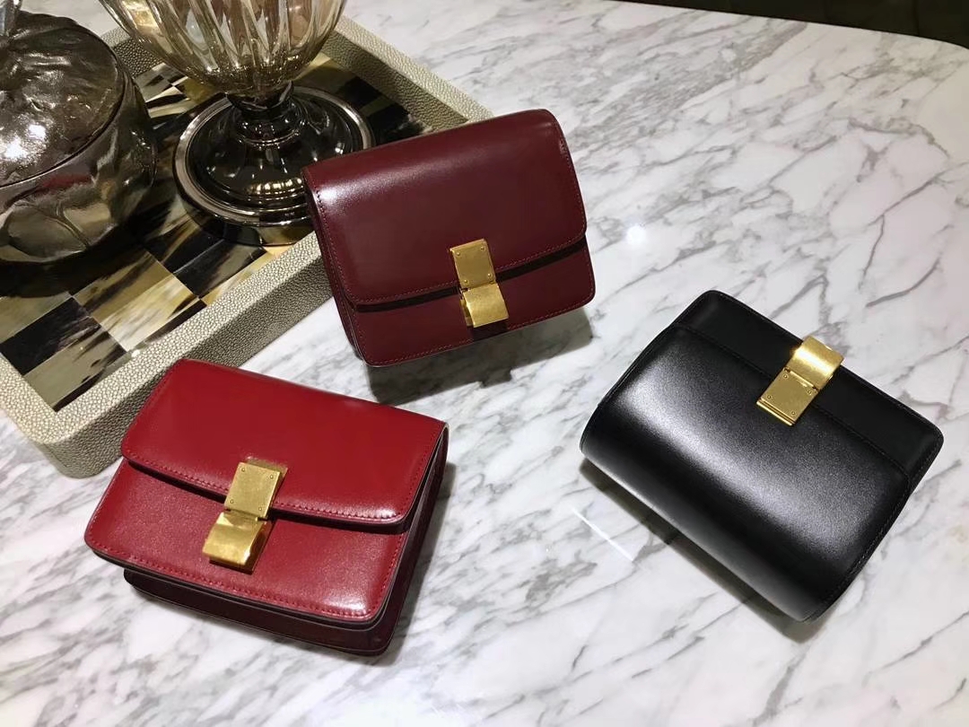 CÉLINE（赛琳）豆腐包 box小号 16cm  酒红色 黑色 正红色 厂家直销
