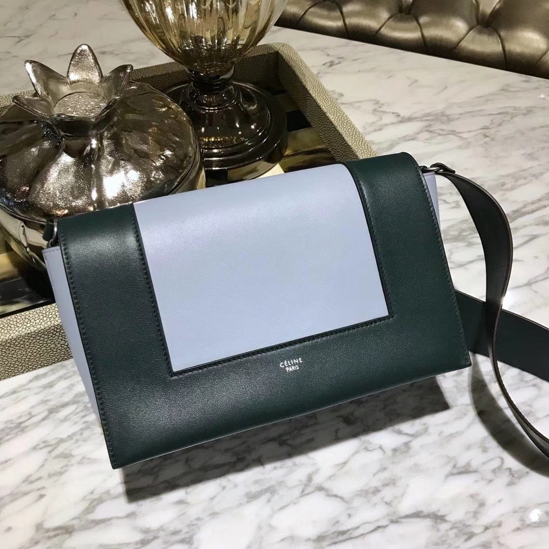 Celine 思琳 Frame  明星 墨绿拼浅蓝 容量大 搭配皮肩带 一件代发 代购品质