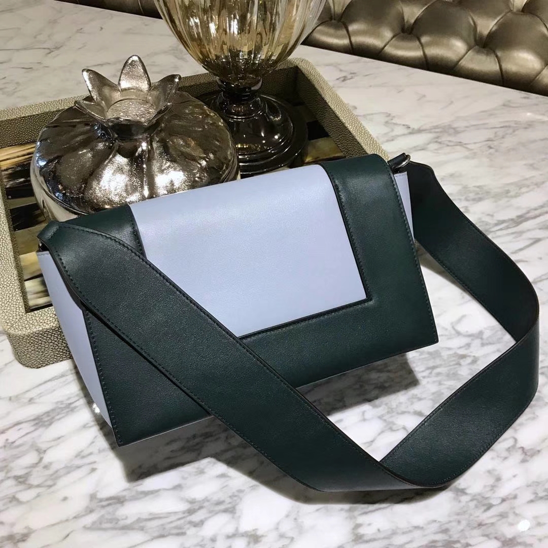 Celine 思琳 Frame  明星 墨绿拼浅蓝 容量大 搭配皮肩带 一件代发 代购品质