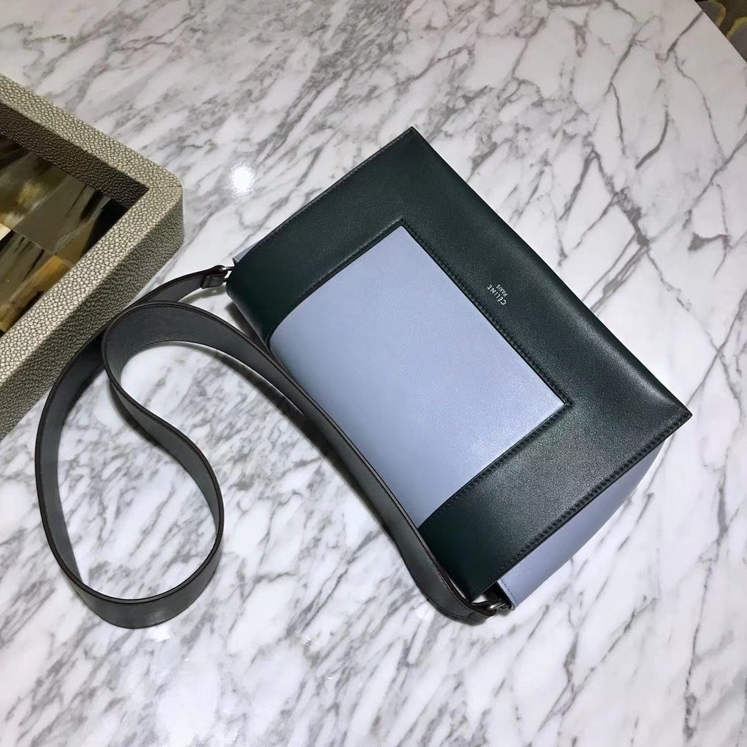 Celine 思琳 Frame  明星 墨绿拼浅蓝 容量大 搭配皮肩带 一件代发 代购品质
