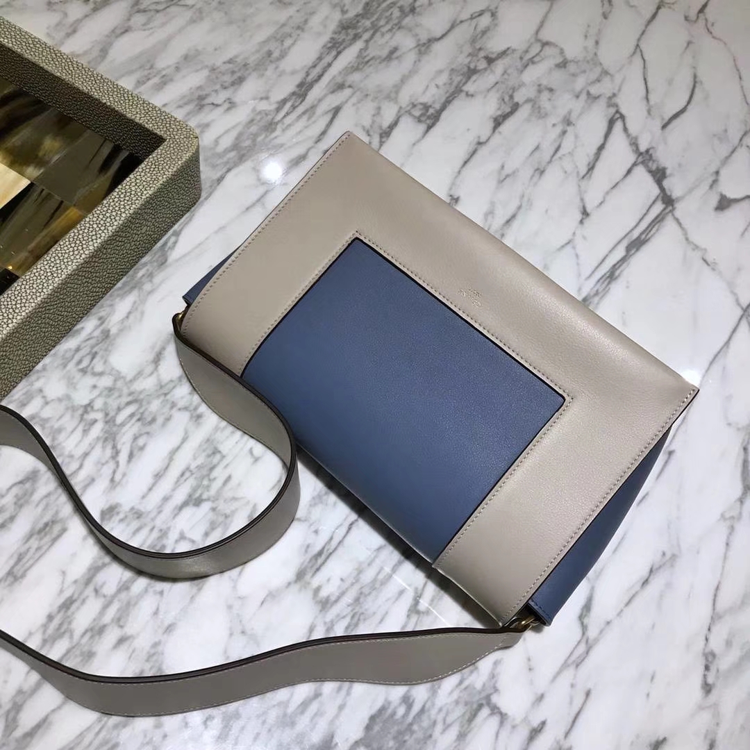 Celine 思琳 Frame 明星 浅灰拼玛瑙兰 容量大 搭配皮肩带 一件代发 代购品质