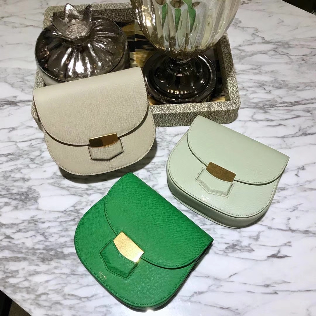 Celine 思琳 五角包 23cm 竹子绿 仙人掌绿 原厂掌纹皮