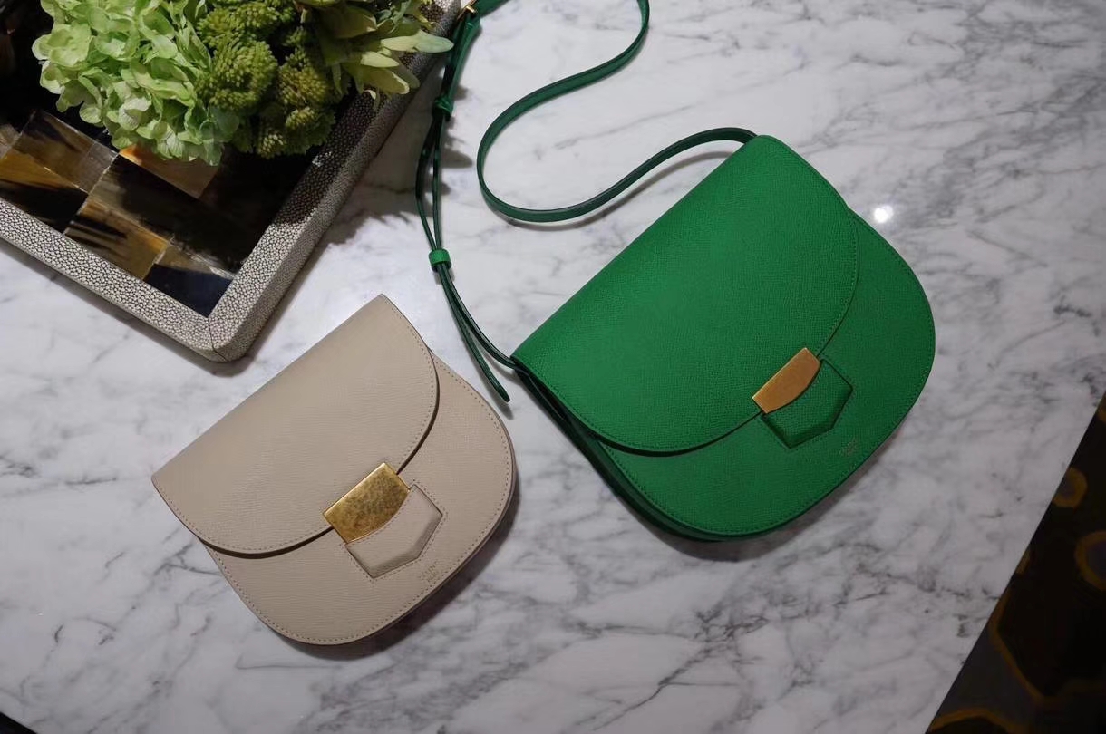 Celine 思琳 五角包 23cm 竹子绿 仙人掌绿 原厂掌纹皮