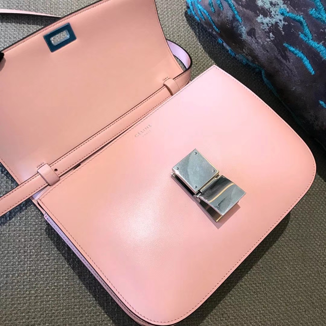 CÉLINE  box豆腐包 中号24cm  手搓纹新色蜜桃粉仙女专属色