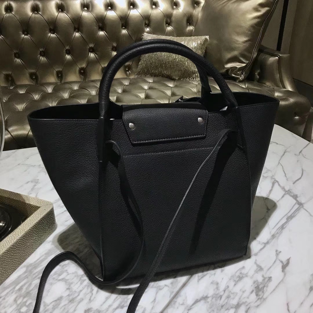 CÉLINE 购物袋 专柜同步发售 中号24cm 黑色 进口荔枝纹牛皮