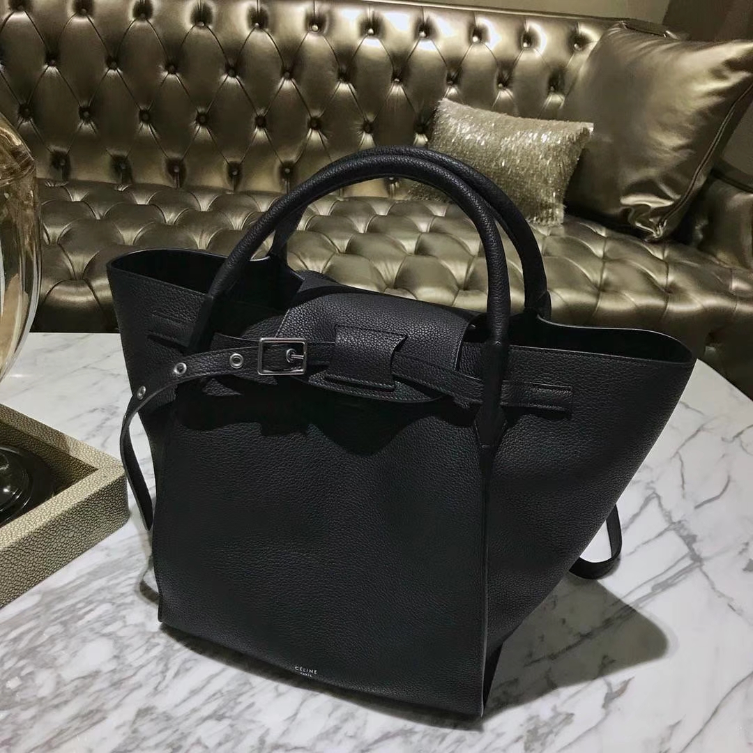 CÉLINE 购物袋 专柜同步发售 中号24cm 黑色 进口荔枝纹牛皮