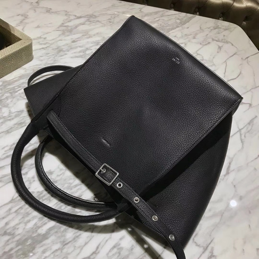 CÉLINE 购物袋 专柜同步发售 中号24cm 黑色 进口荔枝纹牛皮