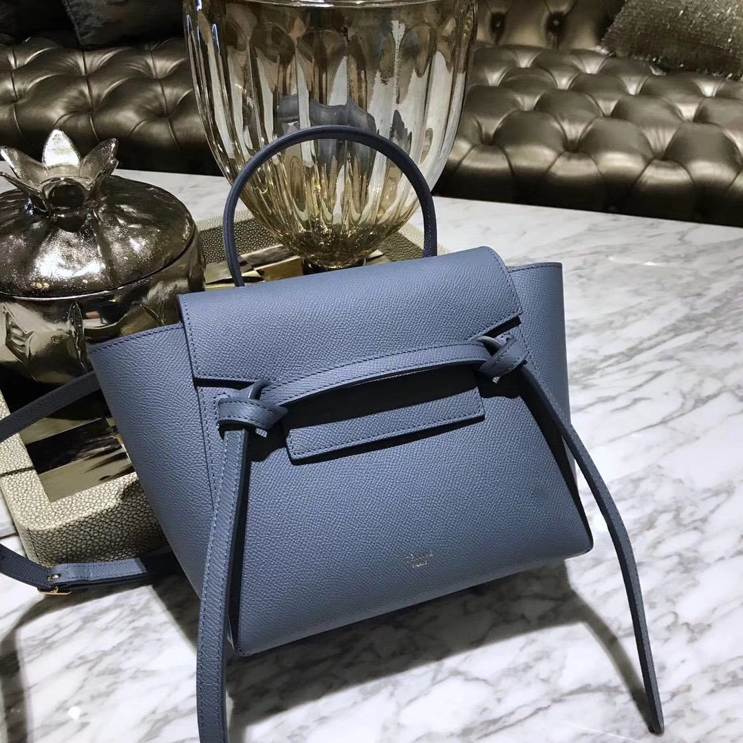 Celine 鲶鱼包mini 20cm 进口掌纹牛皮 玛瑙蓝 厂家直销