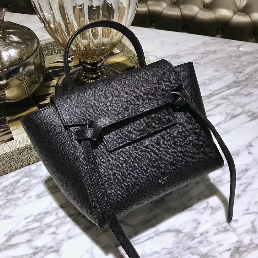 Celine 鲶鱼包mini 20cm 经典的黑色 自留款 掌纹皮