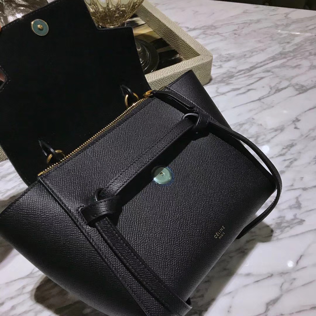 Celine 鲶鱼包mini 20cm 经典的黑色 自留款 掌纹皮
