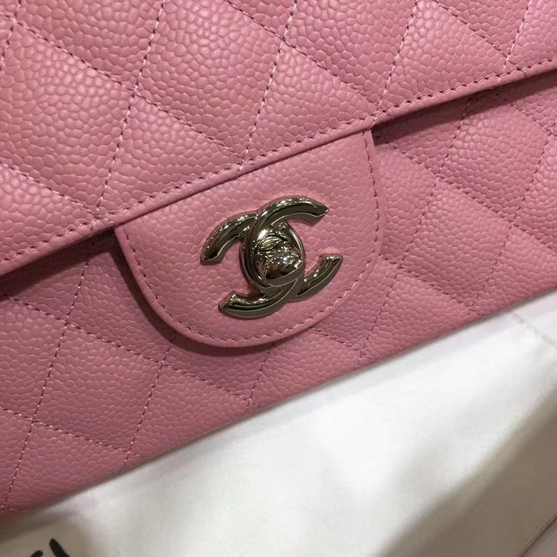 Chanel 香奈儿 CF 经典系列 鱼子酱 桃粉 25cm 银扣 现货