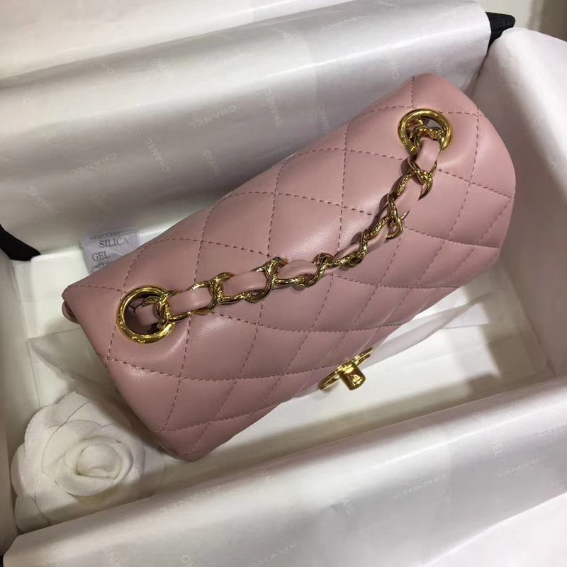 Chanel 香奈儿 CF 经典系列 小羊皮 浅粉 17cm 金扣 现货