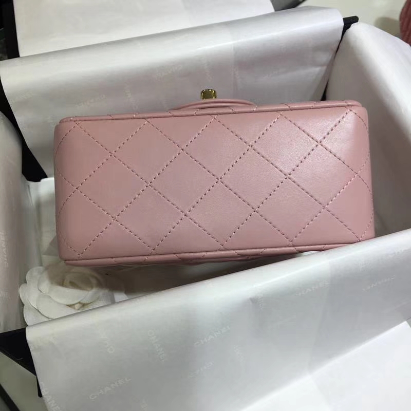 Chanel 香奈儿 CF 经典系列 小羊皮 浅粉 17cm 金扣 现货
