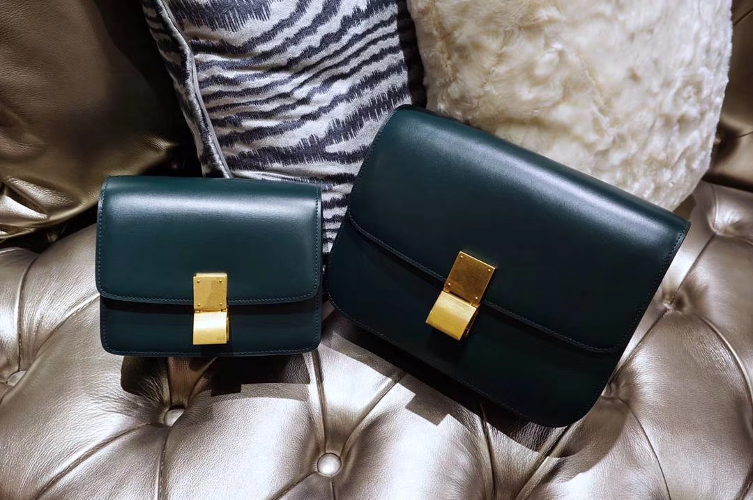 Celine 思琳 最新版本 box豆腐包 24cm 实拍 专柜同步 最新做法 优雅时尚 墨绿色