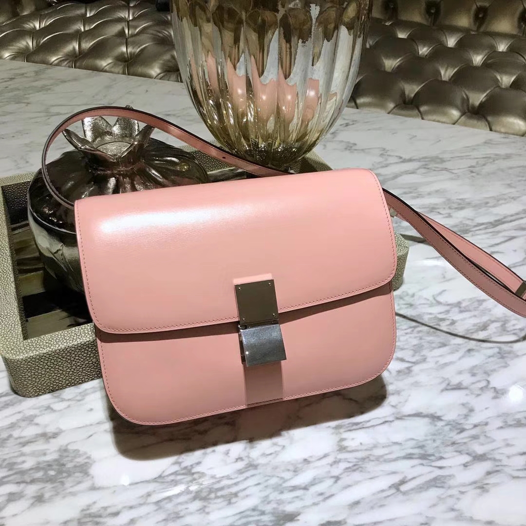 Celine 思琳 最新版本 box豆腐包 24cm 实拍 专柜同步 最新做法 优雅时尚  粉色