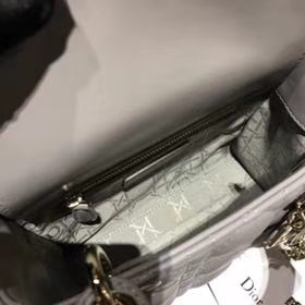 Dior 迪奥 小号 羊皮 灰色 金扣 三格戴妃包
