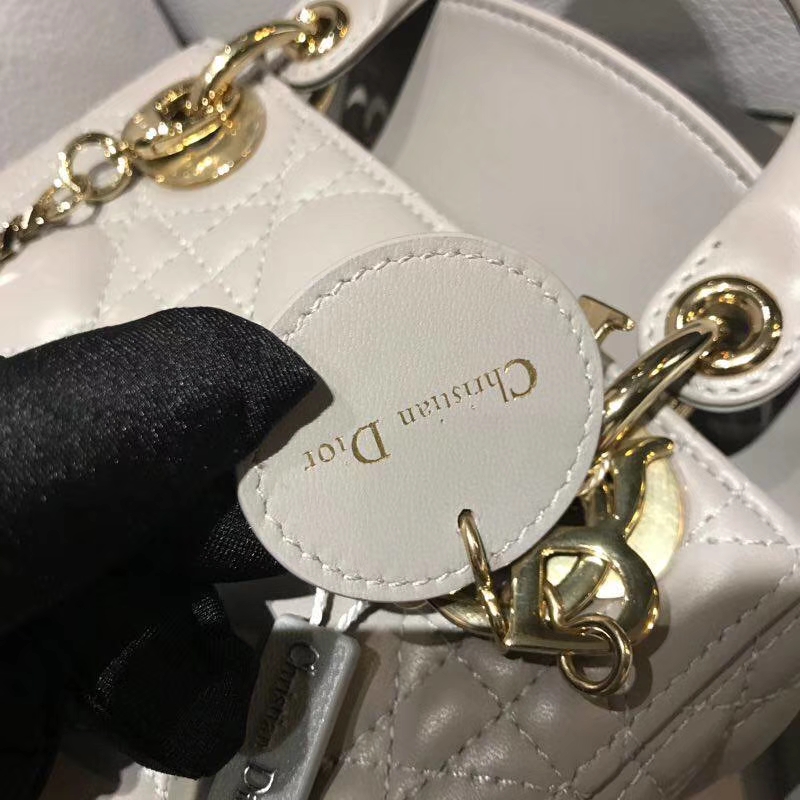 Dior 迪奥 小号 羊皮 灰色 金扣 三格戴妃包
