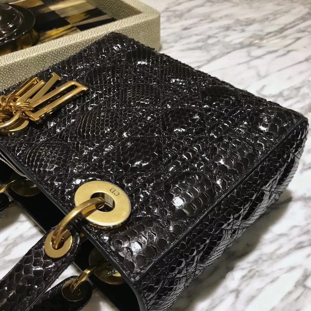 Dior 迪奥 印尼进口蛇皮制作 Dior指定蛇皮供应商 四格翻盖戴妃包