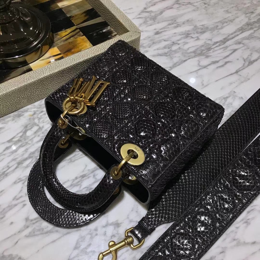 Dior 迪奥 印尼进口蛇皮制作 Dior指定蛇皮供应商 四格翻盖戴妃包