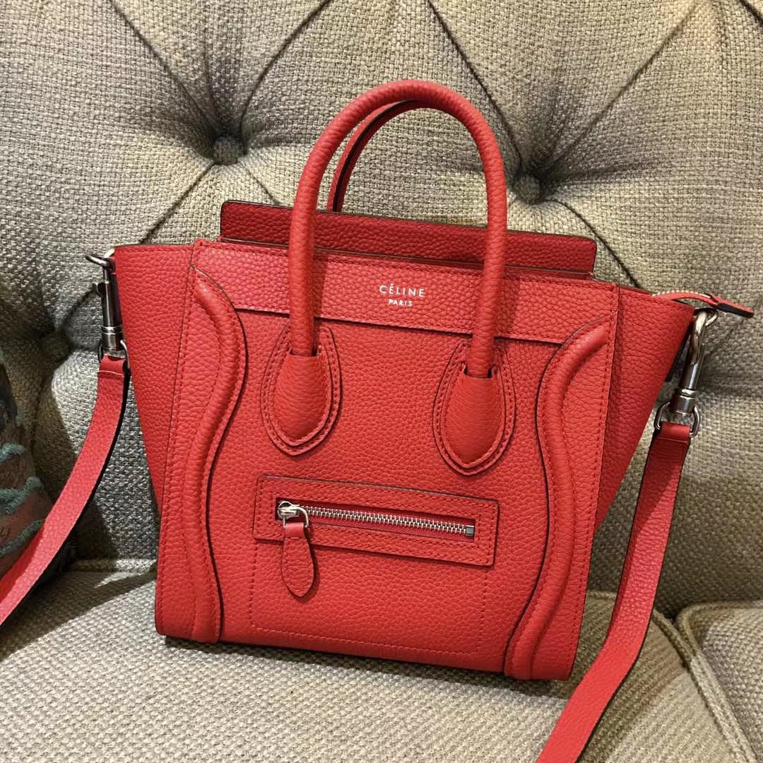 Celine 笑脸包 20cm/26cm 市场最高版本 支持验货 正红 进口原厂皮