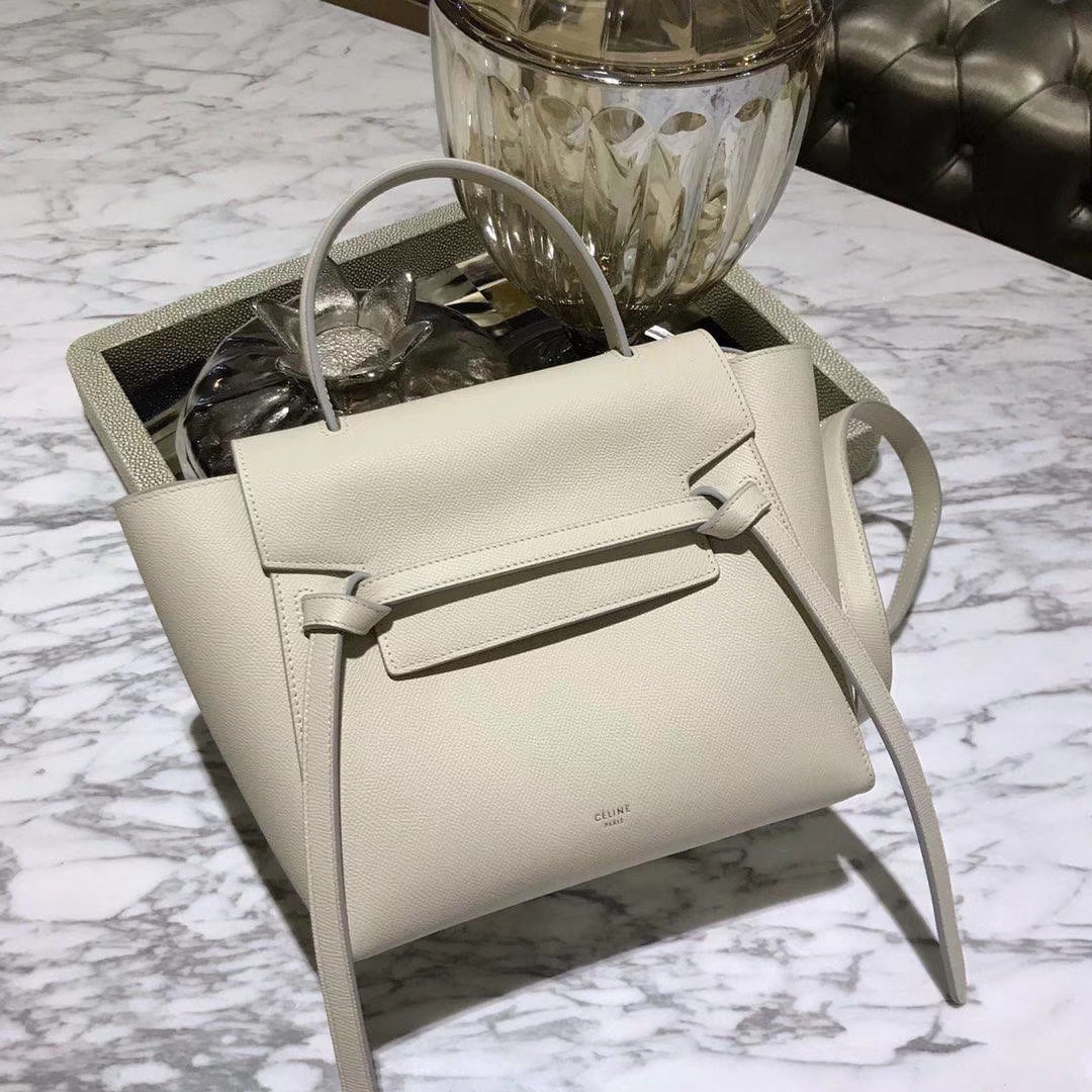 Celine 鲶鱼包 27cm 奶昔白 现货秒发 掌纹皮 进口原厂皮
