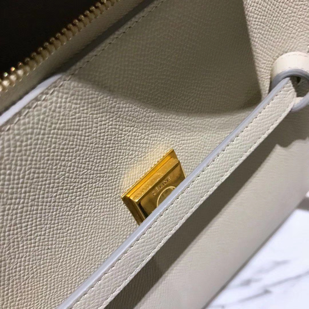 Celine 鲶鱼包 27cm 奶昔白 现货秒发 掌纹皮 进口原厂皮