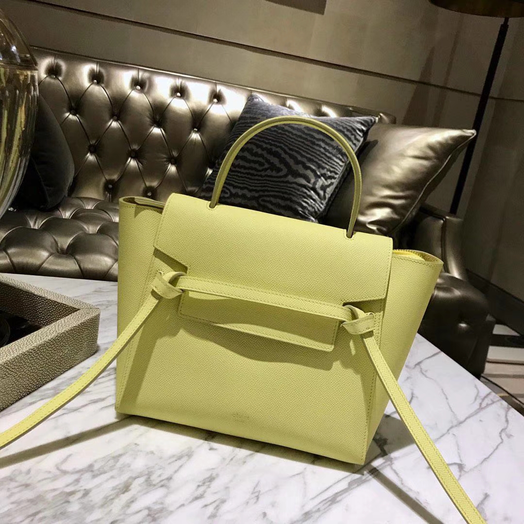 Celine 鲶鱼包 23cm 柠檬黄 现货秒发 掌纹皮 进口原厂皮