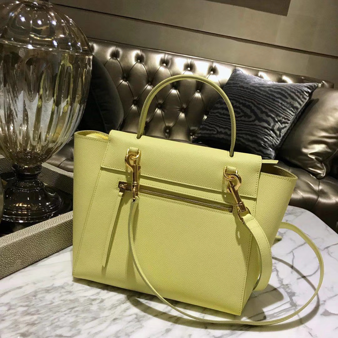 Celine 鲶鱼包 23cm 柠檬黄 现货秒发 掌纹皮 进口原厂皮