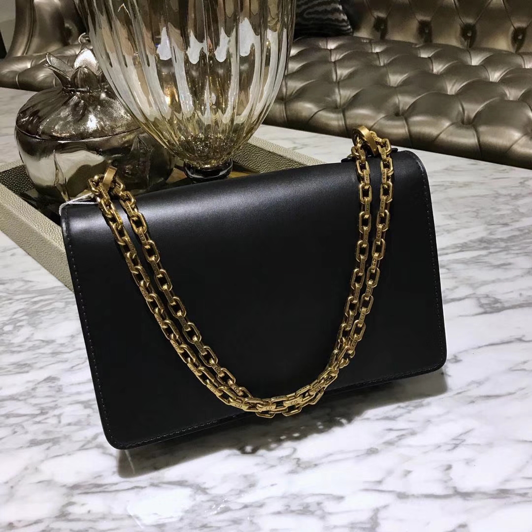 Dior 迪奥 JADIOR 25cm 翻盖式设计 黑色链条包 原厂进口牛皮