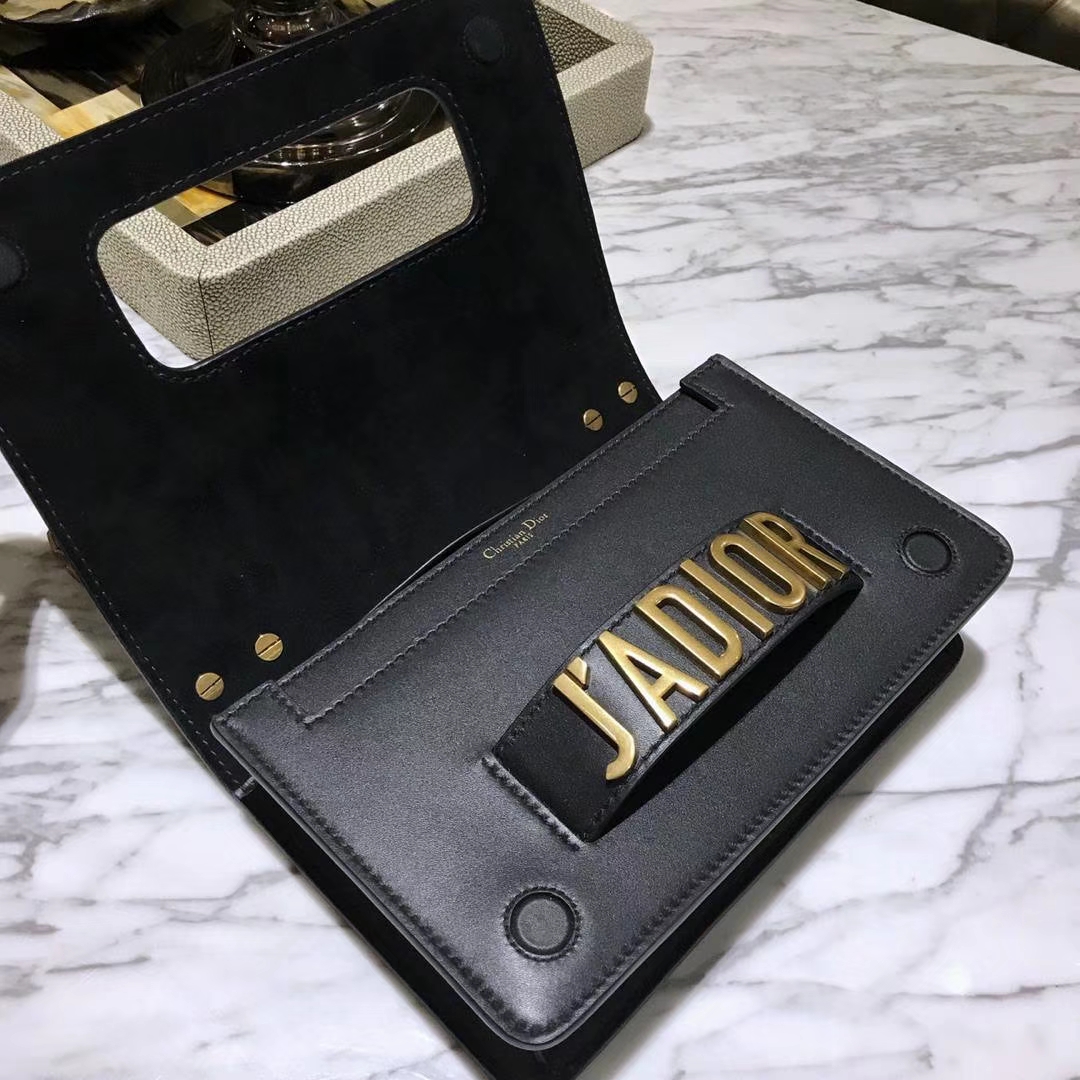 Dior 迪奥 JADIOR 25cm 翻盖式设计 黑色链条包 原厂进口牛皮