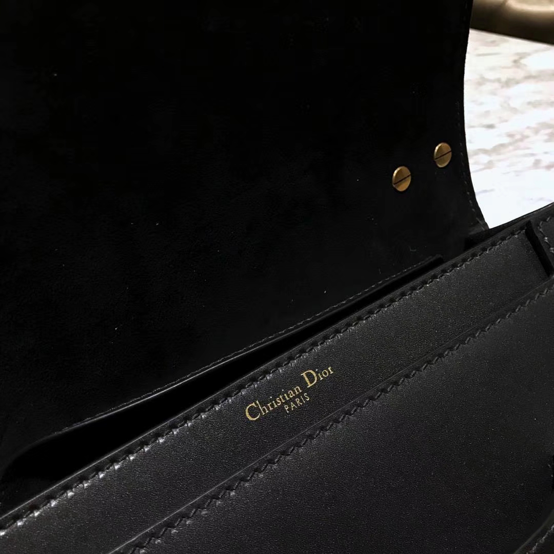 Dior 迪奥 JADIOR 25cm 翻盖式设计 黑色链条包 原厂进口牛皮