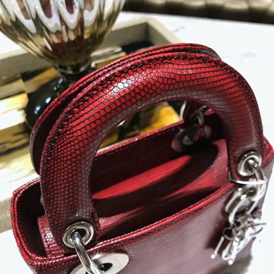 蜥蜴皮Dior 迪奥 戴妃包 新款来袭 蜥蜴皮渐变色 18K真金电镀五金 保五年不掉色