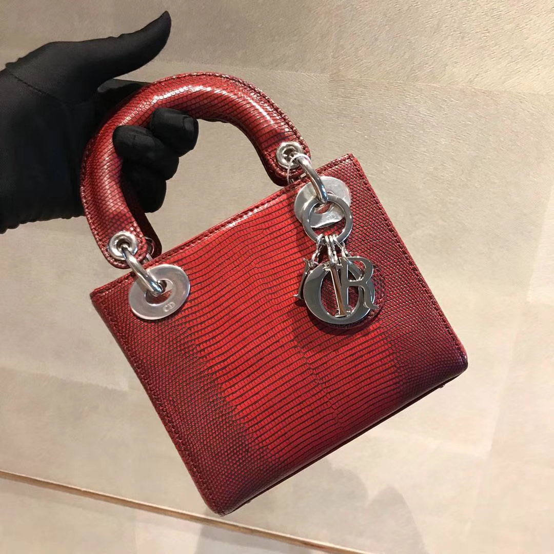 蜥蜴皮Dior 迪奥 戴妃包 新款来袭 蜥蜴皮渐变色 18K真金电镀五金 保五年不掉色