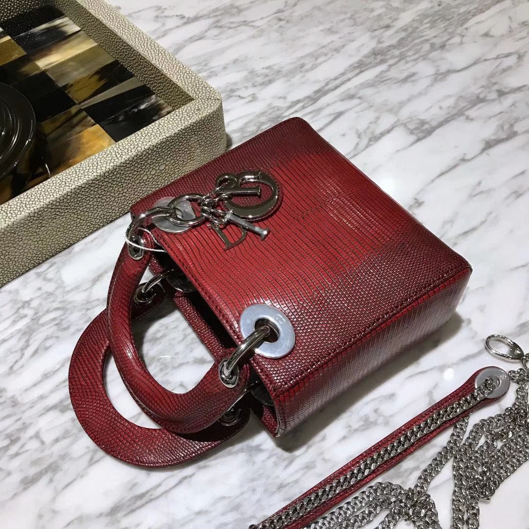 蜥蜴皮Dior 迪奥 戴妃包 新款来袭 蜥蜴皮渐变色 18K真金电镀五金 保五年不掉色