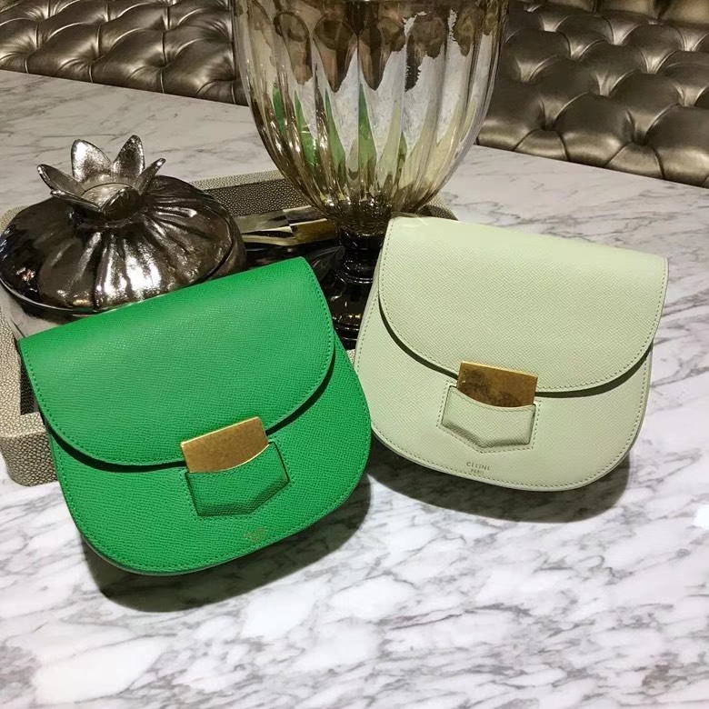 Celine 思琳 五角包 23cm 原厂进口牛皮 仙人掌绿 奶油绿 皮肩带