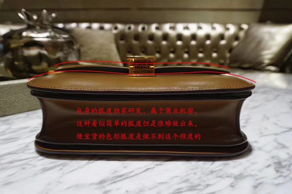 Celine 思琳 Box 豆腐包 百搭焦糖色 金扣 细节实拍