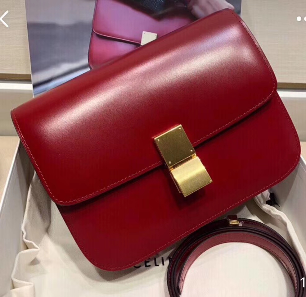 Celine 思琳Box 豆腐包 复古红 金扣 ZP拆版 专柜品质 识货来